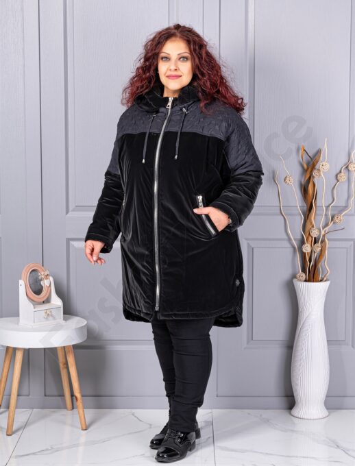 Plus size μπουφάν με ανάγλυφο σχέδιο-71404