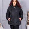Plus size καπιτονέ μπουφάν με κουκούλα-κωδ 63265
