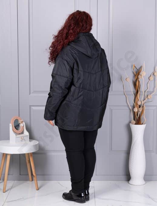 Plus size καπιτονέ μπουφάν με κουκούλα-κωδ 63265