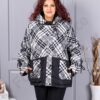 Plus size χειμερινό μπουφάν με καρό μοτίβο-κωδ 63253