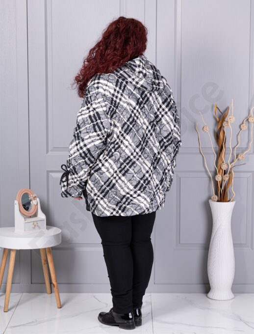Plus size χειμερινό μπουφάν με καρό μοτίβο-κωδ 63253