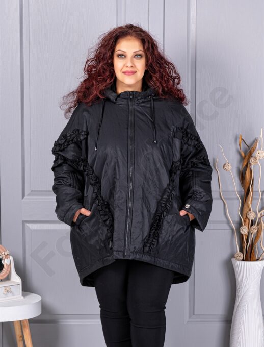 Plus size μπουφάν Oversize με κουκούλα-63283