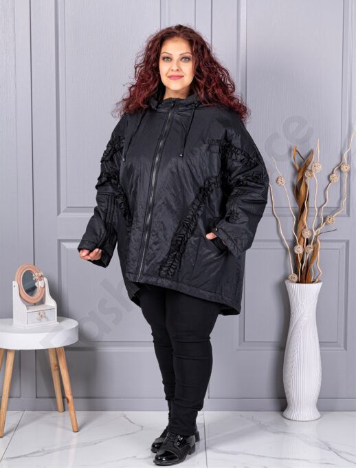 Plus size μπουφάν Oversize με κουκούλα-63283