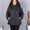Plus size καπιτονέ μπουφάν με κουκούλα-63277