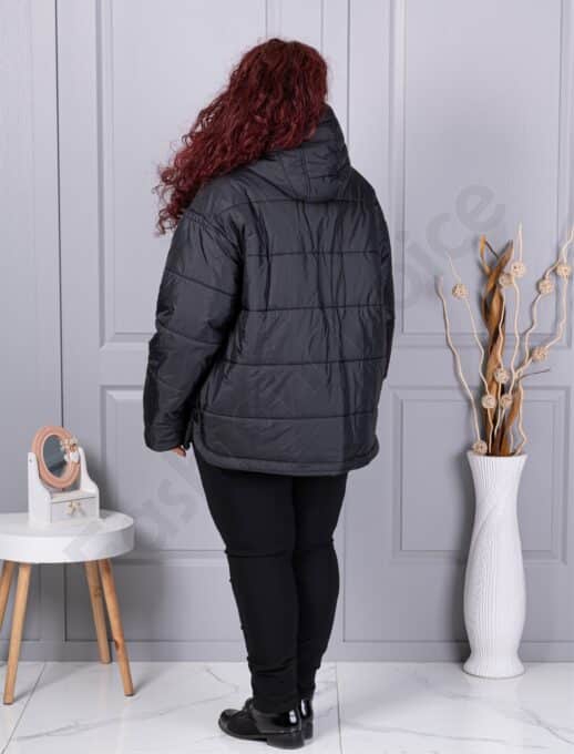 Plus size καπιτονέ μπουφάν με κουκούλα-63277
