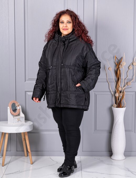 Plus size μπουφάν με κουκούλα-κωδ 63254