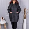 Plus size μακρύ μπουφάν με κουκούλα-κωδ 63269