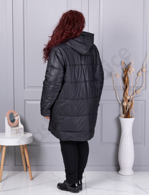 Plus size μακρύ μπουφάν με κουκούλα-κωδ 63269