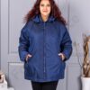 Plus size χειμερινό μπουφάν με κουκούλα-σκούρο μπλε-κωδ 63279-2