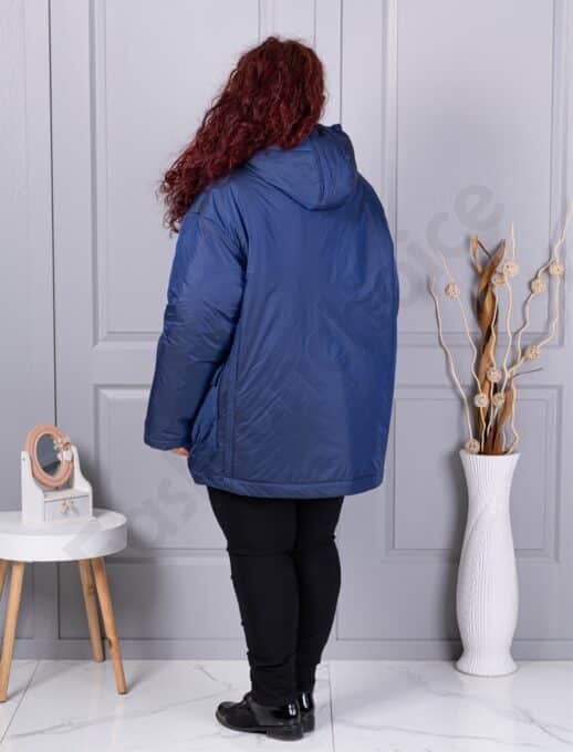 Plus size χειμερινό μπουφάν με κουκούλα-σκούρο μπλε-κωδ 63279-2