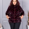 Plus size παλτό από οικολογική γούνα-μπορντό-κωδ LT18-1