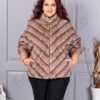 Plus size παλτό από οικολογική γούνα-μπεζ-κωδ LT18-2