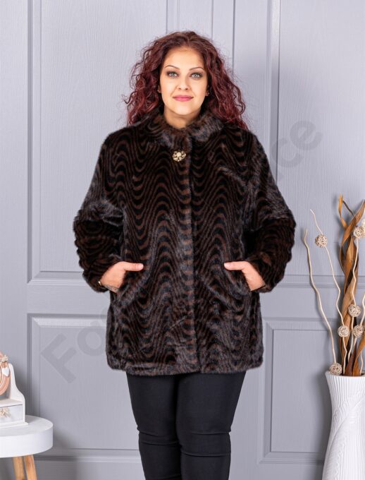 Plus size γούνινο παλτό-animal print-κωδ 2730