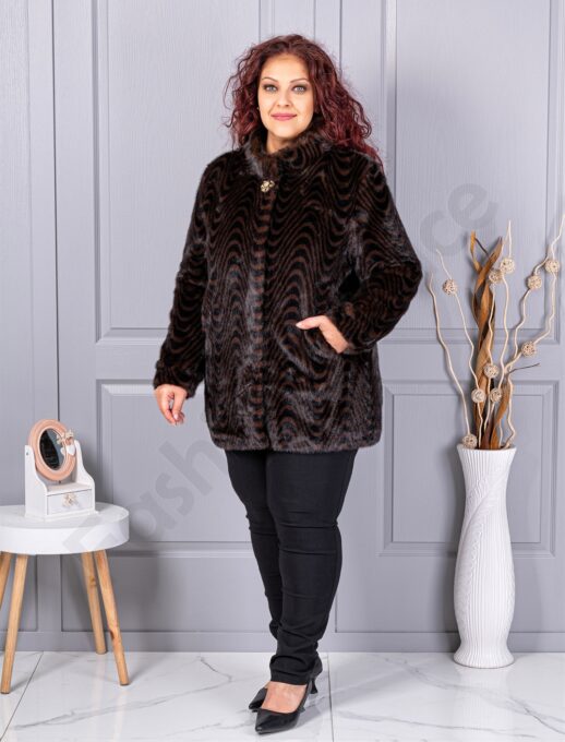 Plus size γούνινο παλτό-animal print-κωδ 2730
