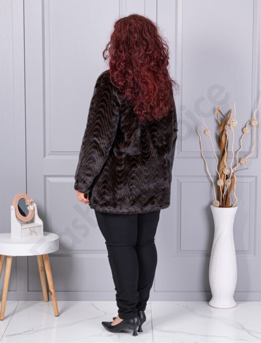 Plus size γούνινο παλτό-animal print-κωδ 2730