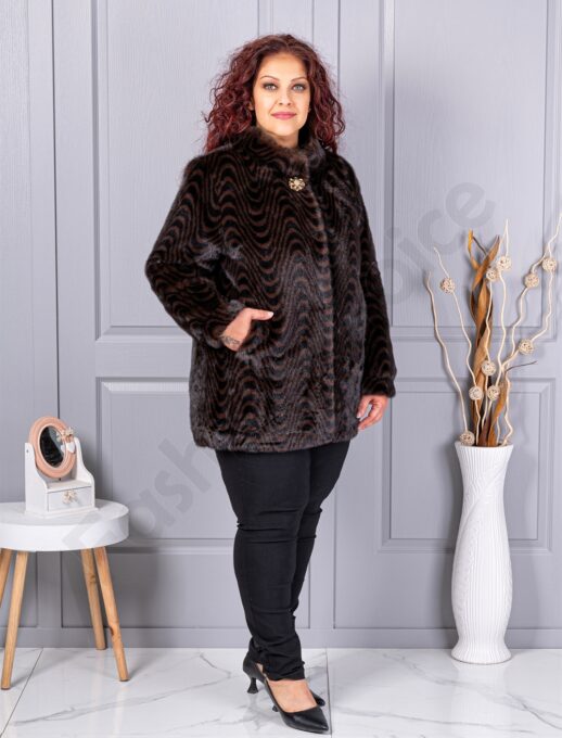Plus size γούνινο παλτό-animal print-κωδ 2730