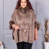 Plus size κάπα από γούνα και σουέτ-μόκα-κωδ JJ90-1