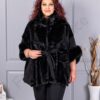 Plus size κάπα από γούνα και σουέτ-μαύρο-κωδ JJ90