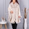 Plus size κάπα με οικολογική γούνα-εκρού-κωδ 293-4