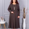Plus size φόρεμα ανγκόρα με κολιέ-καφέ-κωδ 26030-4