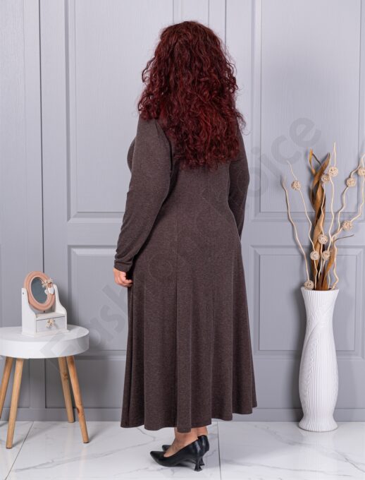 Plus size φόρεμα ανγκόρα με κολιέ-καφέ-κωδ 26030-4