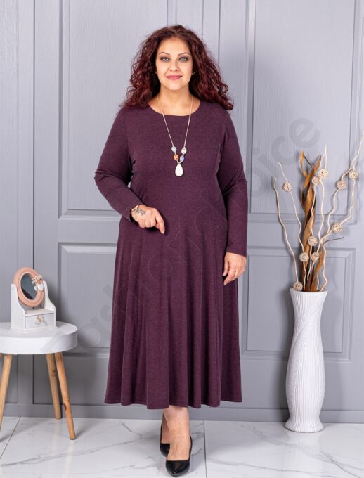 Plus size φόρεμα ανγκόρα με κολιέ-μωβ-κωδ 26030-1