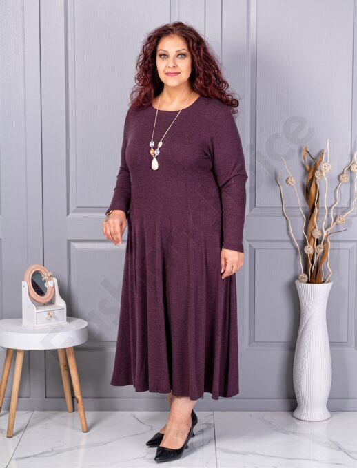 Plus size φόρεμα ανγκόρα με κολιέ-μωβ-κωδ 26030-1