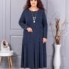 Plus size φόρεμα ανγκόρα με κολιέ-σκούρο μπλε-κωδ 26030-2