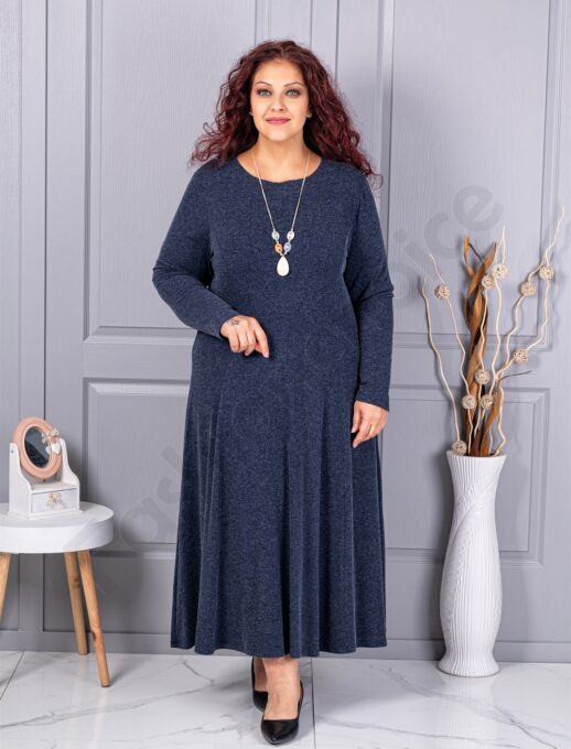 Plus size φόρεμα ανγκόρα με κολιέ-σκούρο μπλε-κωδ 26030-2