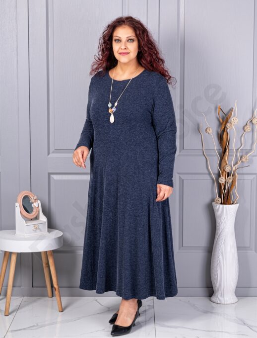 Plus size φόρεμα ανγκόρα με κολιέ-σκούρο μπλε-κωδ 26030-2