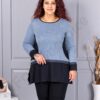 Plus size τουνίκ ανγκόρα με μοτίβο πιε-ντε-πουλ-μπλε-κωδ 23065-2