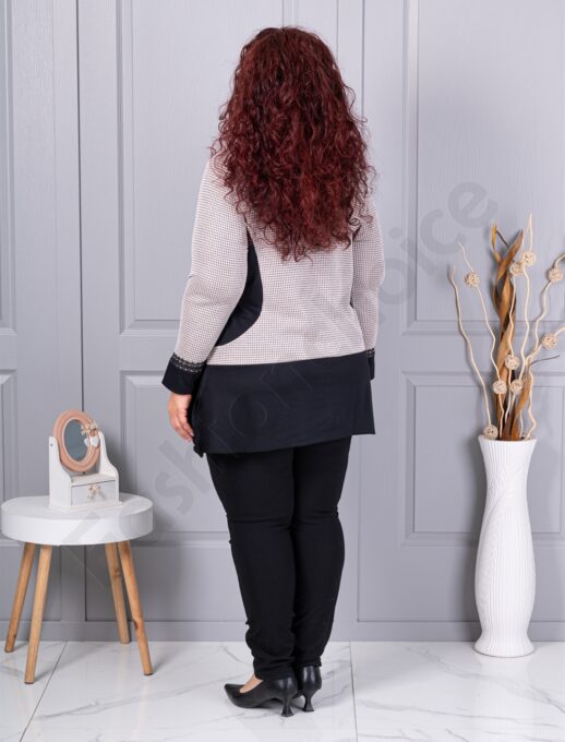 Plus size τουνίκ ανγκόρα με μοτίβο πιε-ντε-πουλ-μόκα-κωδ 23065-1