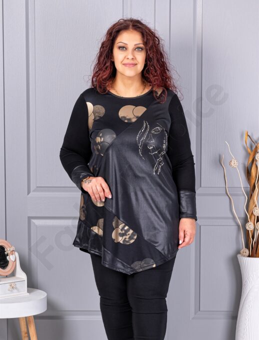 Plus size τουνίκ με απλικέ και χρυσά μοτίβα-κωδ 1498