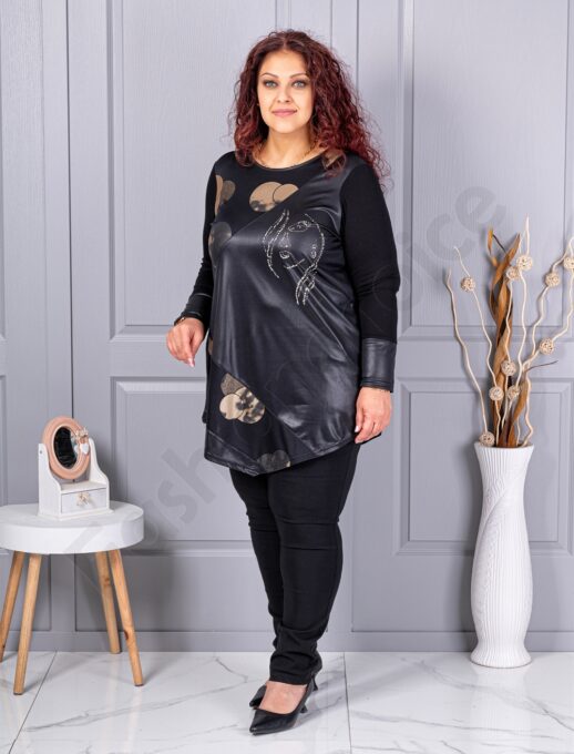 Plus size τουνίκ με απλικέ και χρυσά μοτίβα-κωδ 1498