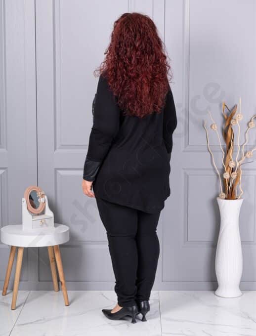 Plus size τουνίκ με απλικέ και ασημί πουά μοτίβο-κωδ 1498-1