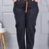 Plus size τζιν παντελόνι με ζώνη-μαύρο-κωδ 6064