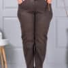 Plus size τζιν παντελόνι με ζώνη-καφέ-κωδ 6064-2