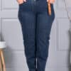 Plus size τζιν παντελόνι με ζώνη-vintage μπλε-κωδ 6064-3
