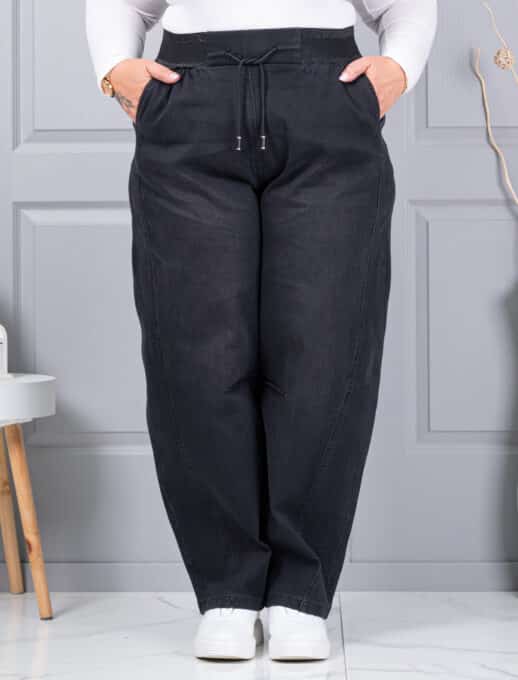 Plus size τζιν παντελόνι balloon-μαύρο-κωδ 6059