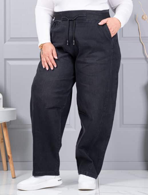 Plus size τζιν παντελόνι balloon-μαύρο-κωδ 6059