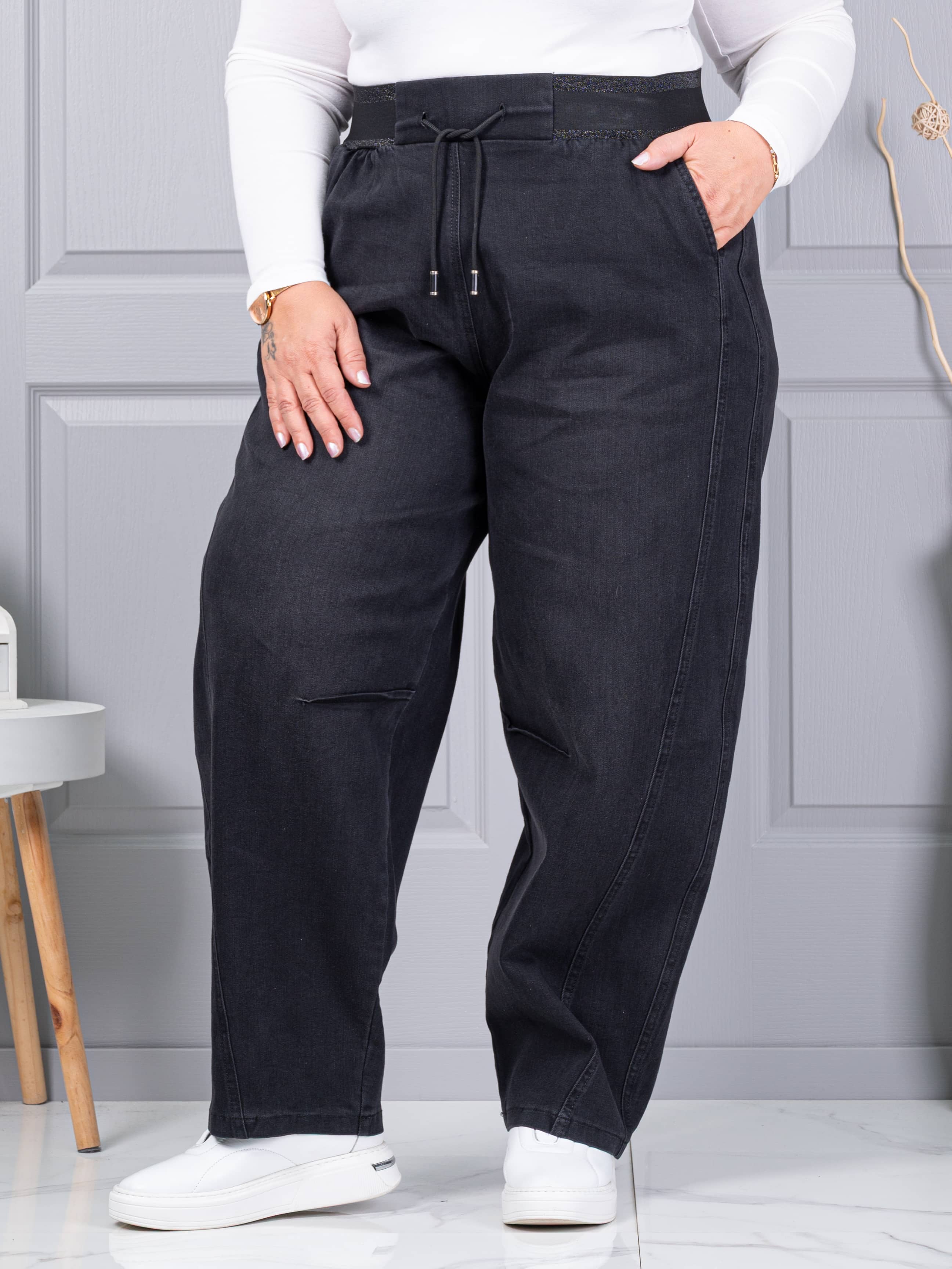 Plus size τζιν παντελόνι balloon-μαύρο-κωδ 6059