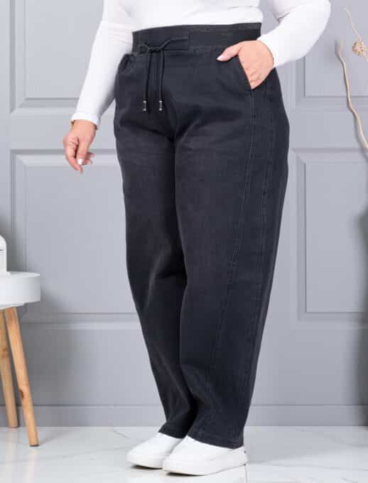 Plus size τζιν παντελόνι balloon-μαύρο-κωδ 6059