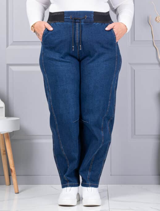 Plus size τζιν παντελόνι balloon-μπλε-κωδ 6059-1