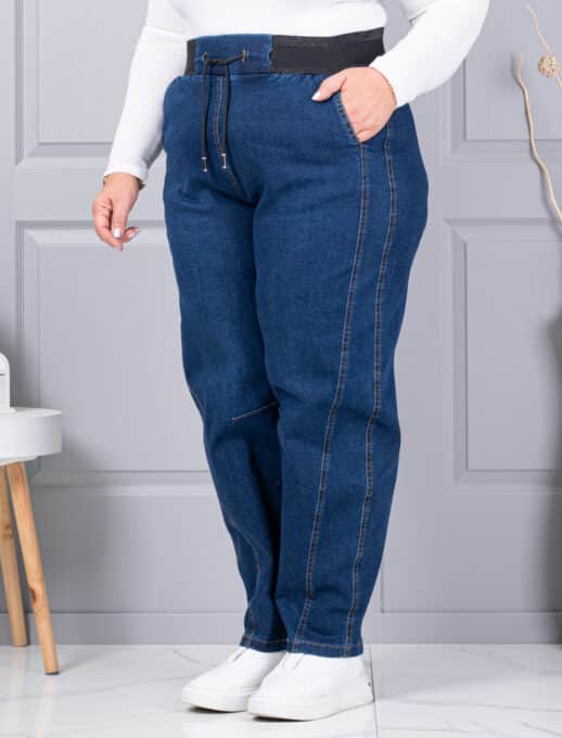 Plus size τζιν παντελόνι balloon-μπλε-κωδ 6059-1