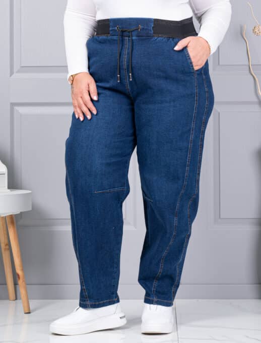 Plus size τζιν παντελόνι balloon-μπλε-κωδ 6059-1
