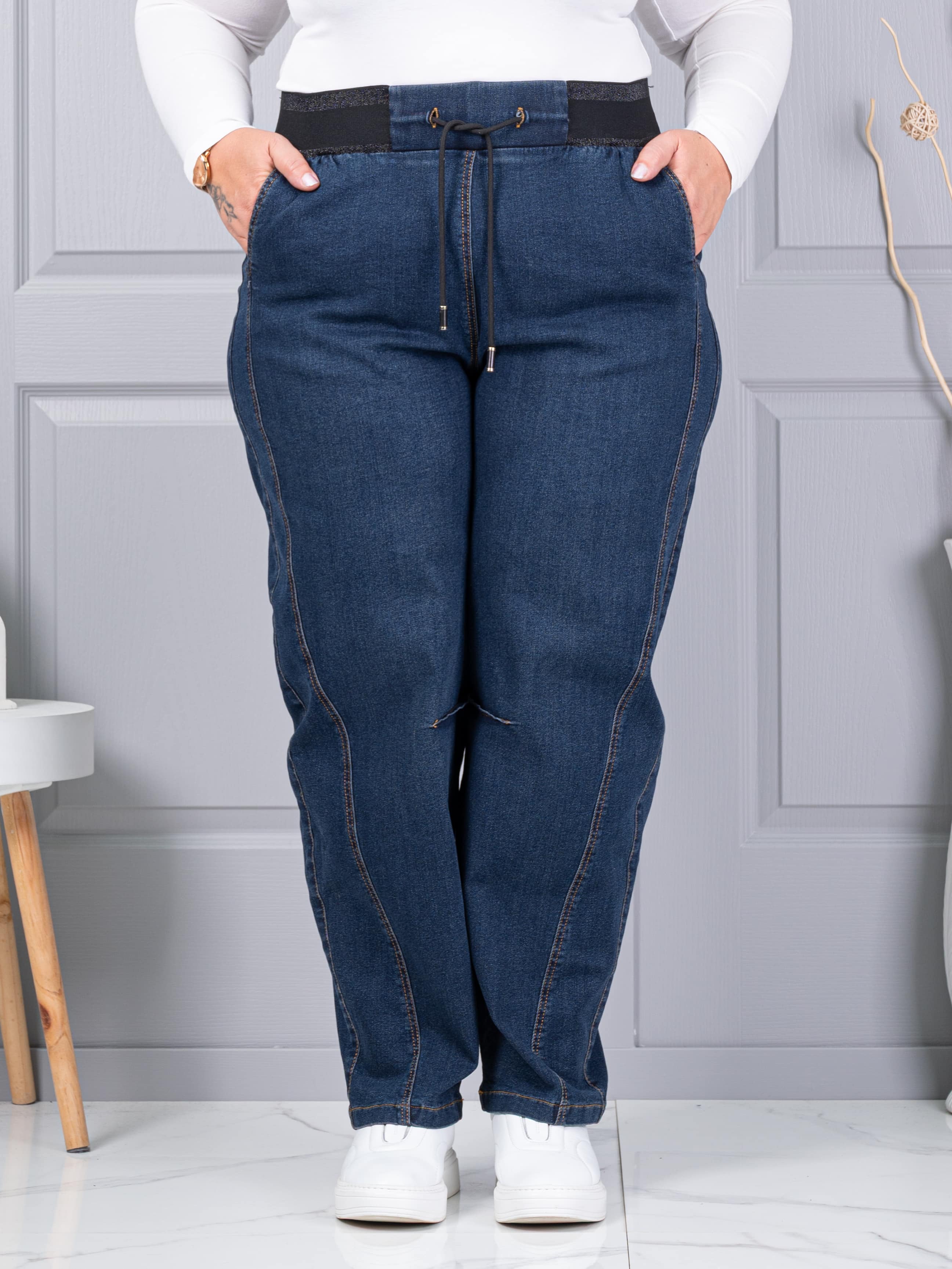 Plus size τζιν παντελόνι balloon-vintage μπλε-κωδ 6059-2