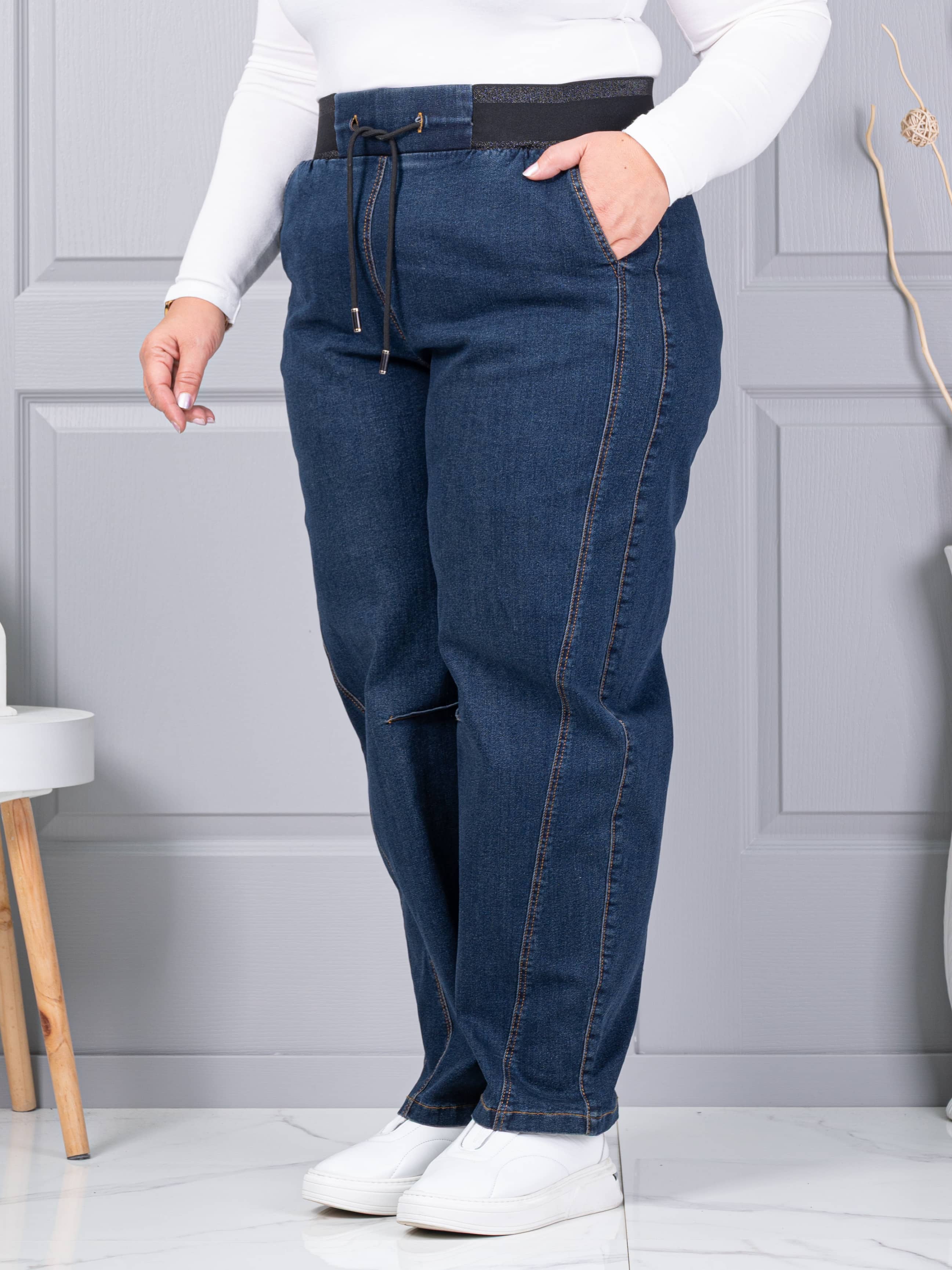 Plus size τζιν παντελόνι balloon-vintage μπλε-κωδ 6059-2