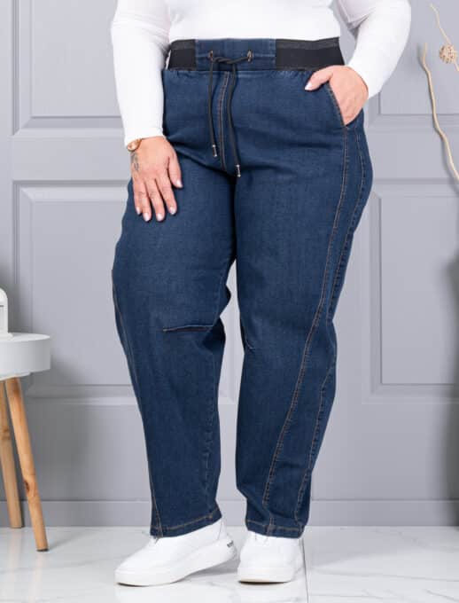 Plus size τζιν παντελόνι balloon-vintage μπλε-κωδ 6059-2