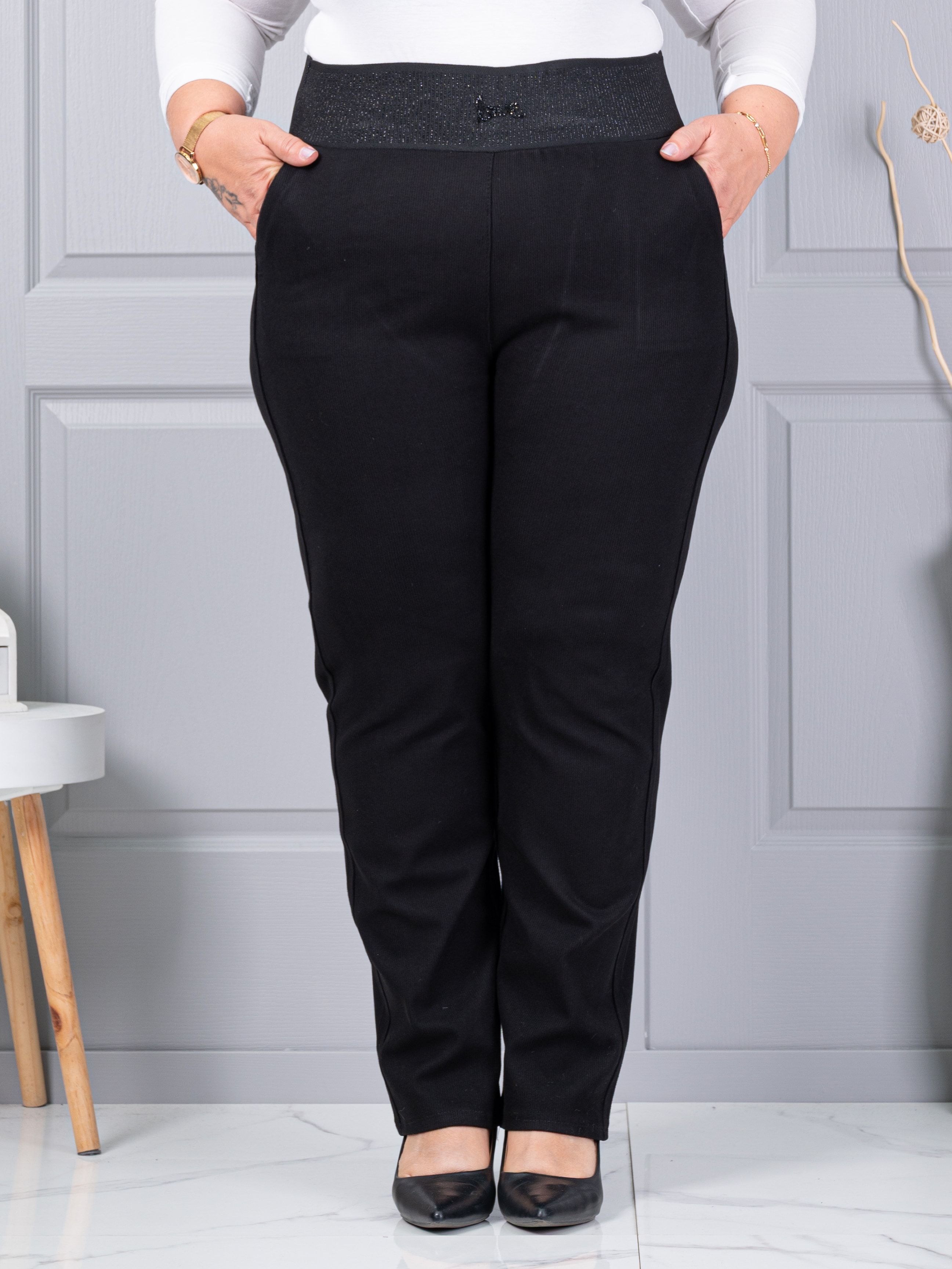 Plus size κοτλέ παντελόνι με ελαστική μέση-κωδ 2497-3
