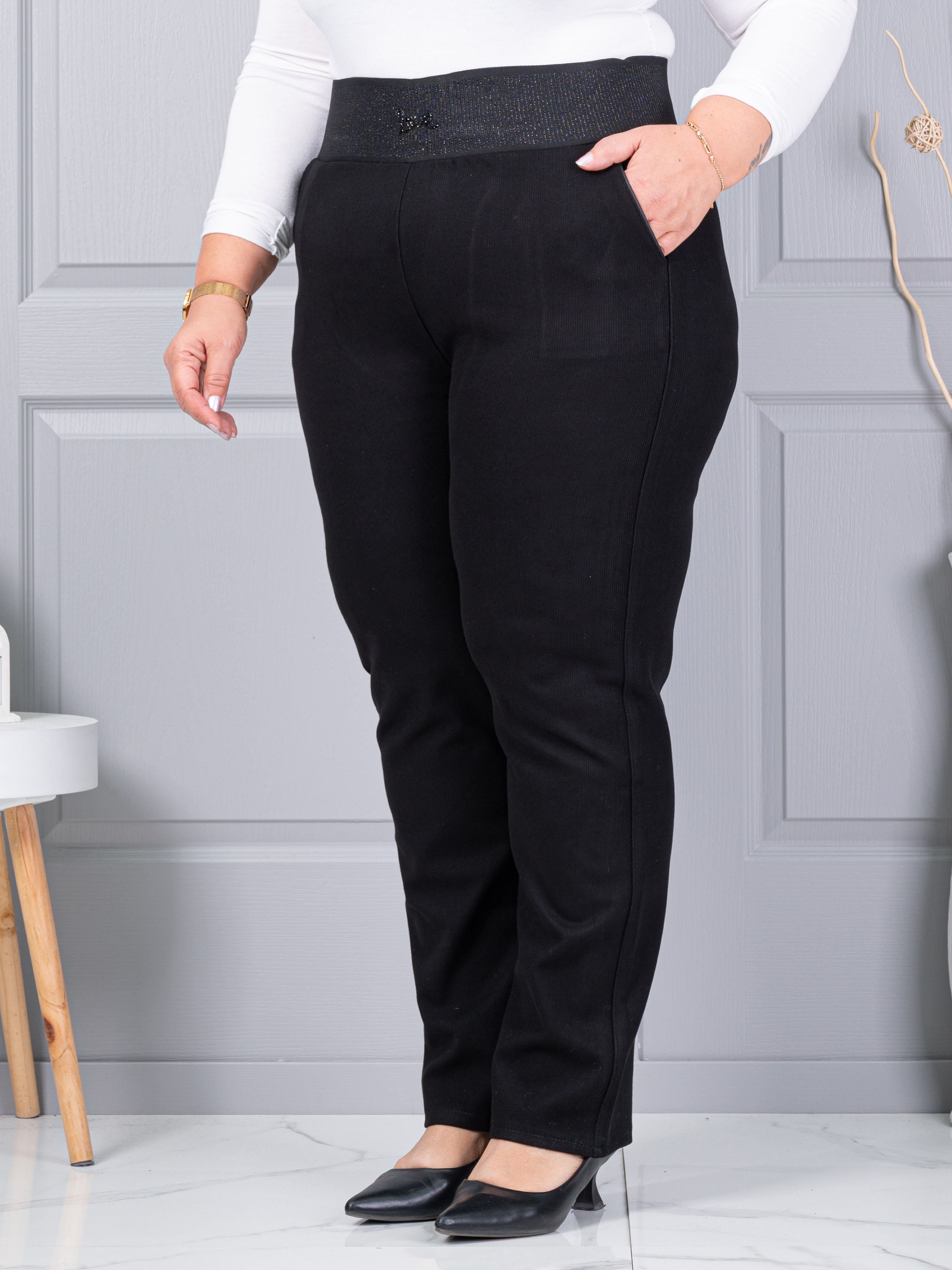 Plus size κοτλέ παντελόνι με ελαστική μέση-κωδ 2497-3